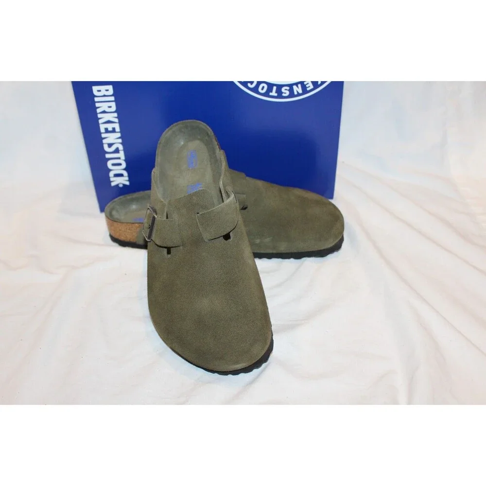 Birkenstock Men's Boston Suede Mule Clog Suede Sandals EU 42 US 9 Thyme Green